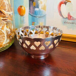 Vintage Silver Plate Trinket Dish Bowl Hearts by R. Morgan Cottagecore Grandma